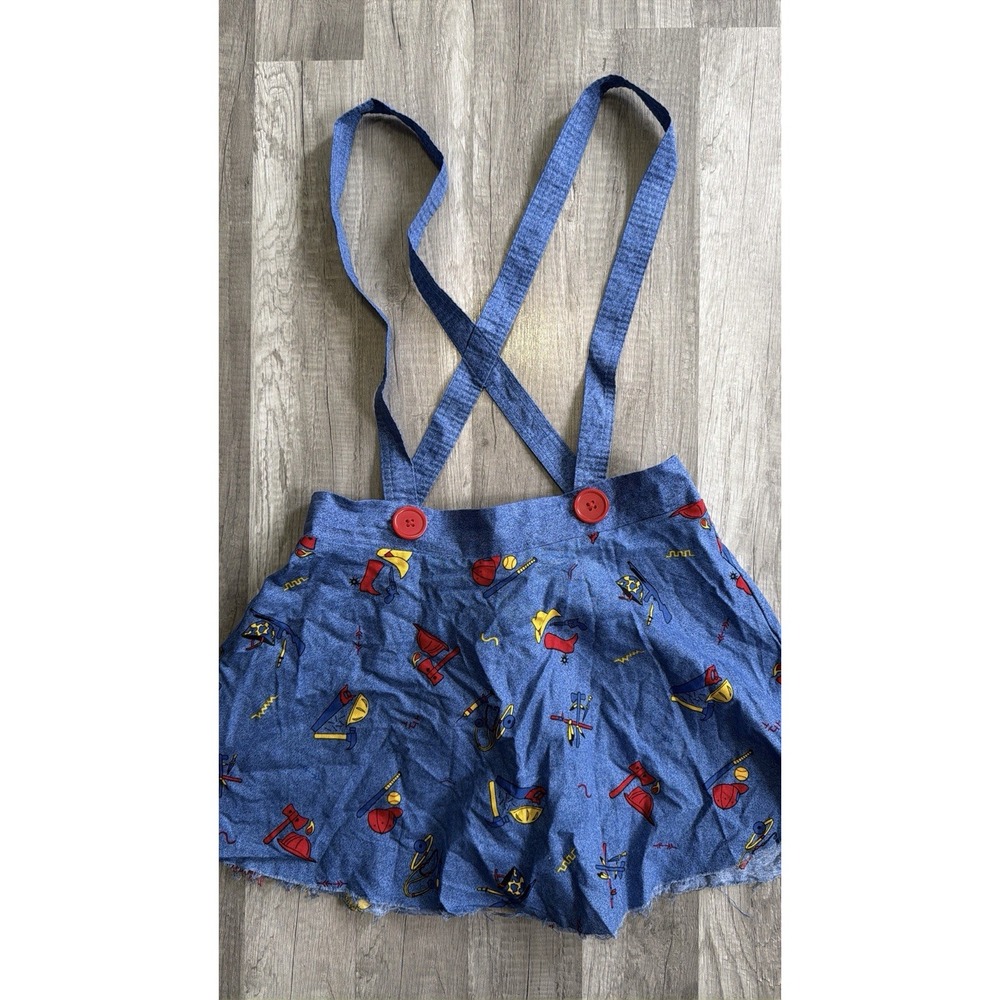Spirit Halloween Chucky Costume skirt womens Medium 30" waist suspenders blue - Picture 2 of 16